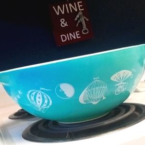*Rare* Vintage 1958 Pyrex 'Hot Air Balloon' Cinderella Bowl - Turquoise 4qt 444